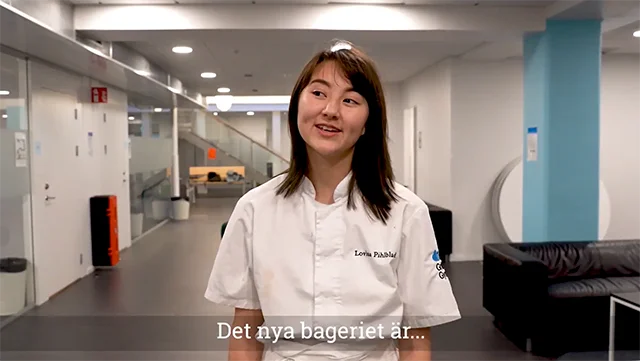 Video med elev på restaurangprogrammet, bageri och konditori.