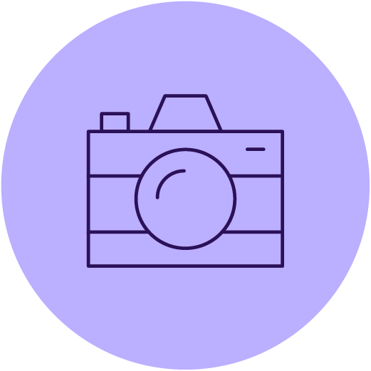 Grillska symbol mörklila kamera foto