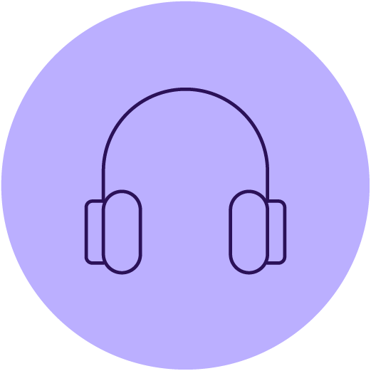 Grillska symbol mörklila podd podcast headset hörlurar